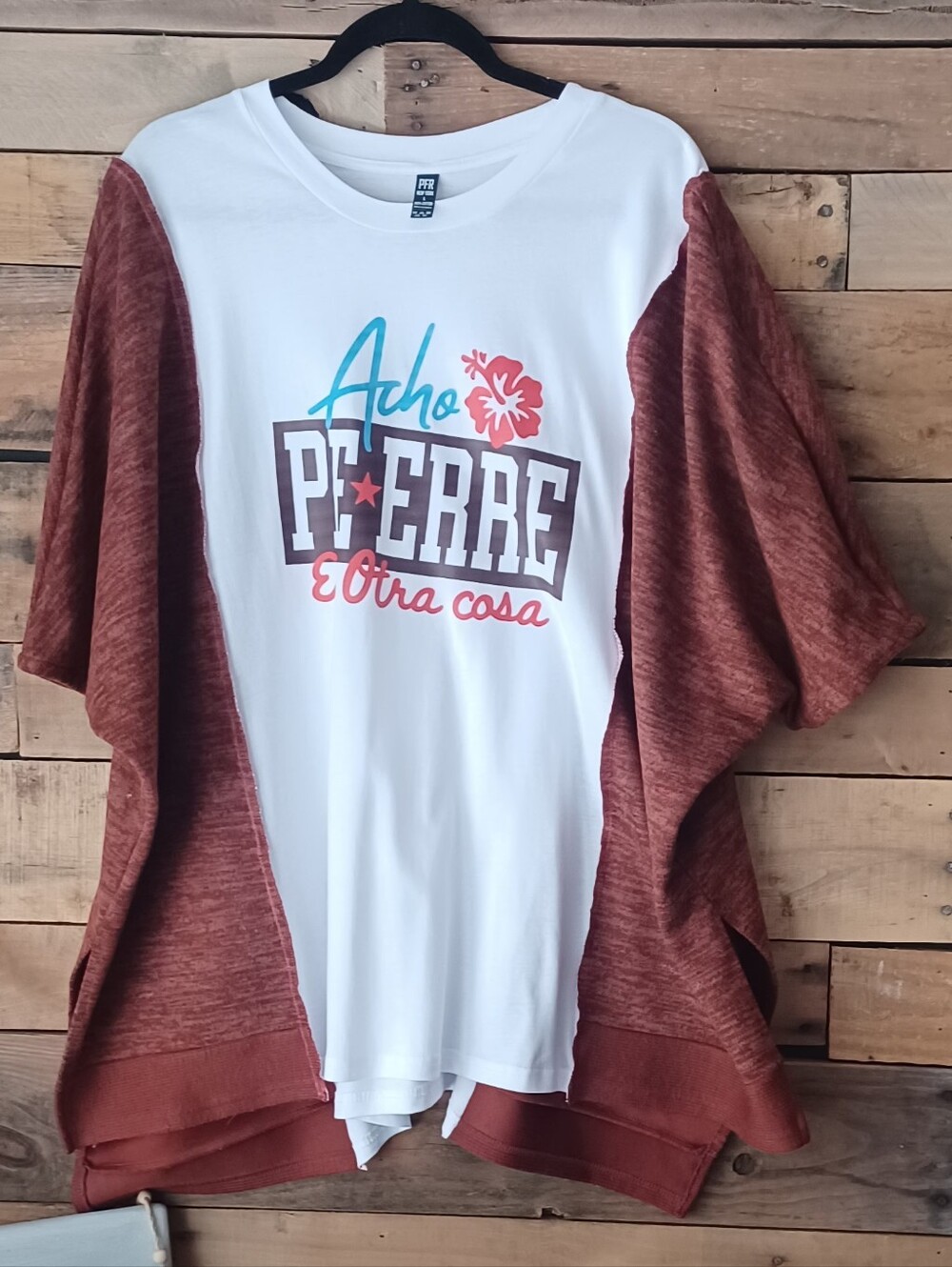 Acho Pe*erre Graphic Tee with Rust Knit Cardigan